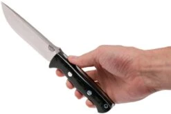 Bark River Bravo 1.2 CPM 3V, Black Canvas Micarta, Brown Sheath -Magasin De Couteaux BRK07 123BRKC 07 bark river bravo brk07 123brkc 07