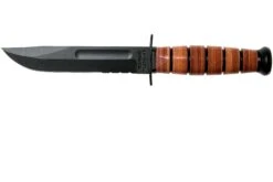 KA-BAR Short USMC 1252 Couteau à Lame Fixe Partiellement Dentelé, étui En Cuir
